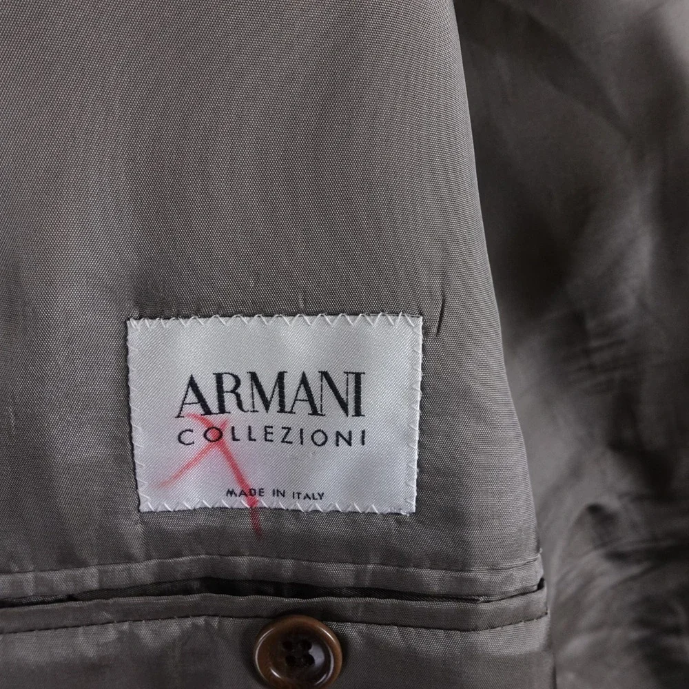 Armani‎ Collezioni Mens 44L Virgin Wool Blazer Sport Coat Brown Grey Made Italy
